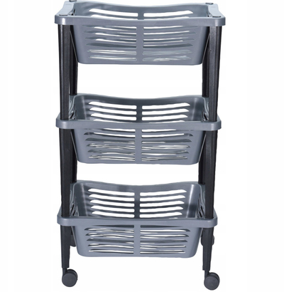 Rafte karroce me rrota Cart Shelf Rack, 3 nivele, e bardhë