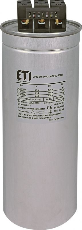 Кондензатор на моќност ETI CP LPC, 30 kVAr, 400V, метален