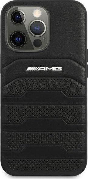 Kapak telefoni Mercedes Benz AMG Line për iPhone 14 Pro 6.1", lëkurë, i zi