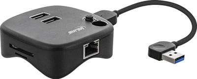 Docking station InLine 35392, USB 3.0, Gigabit Ethernet, gri alumini