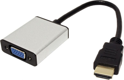 Adaptues video audio VALUE HDMI në VGA, 15 cm, me audio 3.5 mm, argjendtë e zi