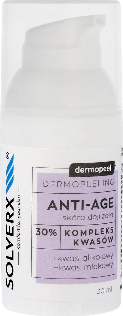 Serum fytyre Solverx Dermopeel Anti Age, acid glikolik laktik 30%, 30ml