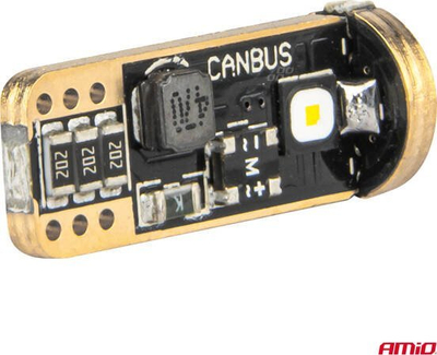 Llamba LED CANBUS AMiO T10 W5W 3SMD, 12V 24V, e bardhë