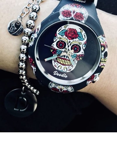 Orë dore Doodle Calaveras Mood Blue Skull DOCA005