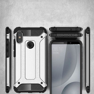 Futrollë Armor Case për Xiaomi Mi A2 Lite Redmi 6 Pro, mbrojtëse hibride, antishok, ngjyrë gold
