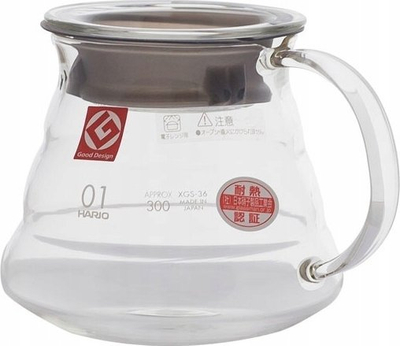 Стаклен сад за кафе Hario Range Server V60 01, 360ml, отпорен на топлина, транспарентен
