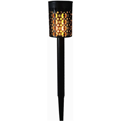 Lampë kopshti me diell Saska Garden, 36cm, me flakë zjarri fallco, 6 LED, e zezë
