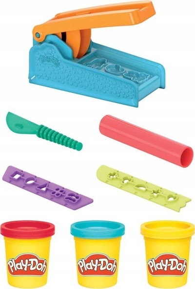 Set lodër Play-Doh Fun Factory Starter Set, 3 kanaçe, aktivitete arti, multingjyrësh