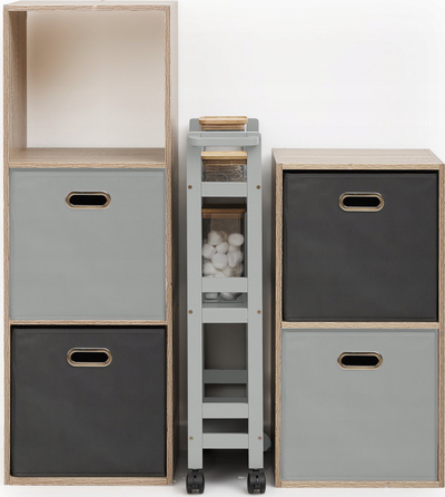 Karrocë organizimi me 3 kate 5 Five Simply Smart, me rrota, 40x15x75 cm, gri beton