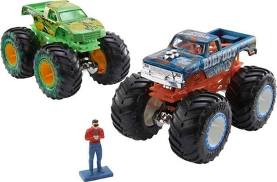 Set loje Hot Wheels Monster Trucks Wreckin Raceway, me 2 kamiona Bigfoot dhe Gunkster, shumëngjyrësh