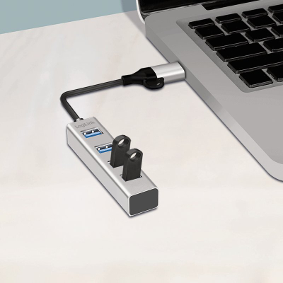 HUB USB LogiLink UA0455, 4 porta, USB 3.2 Gen 1, argjendtë