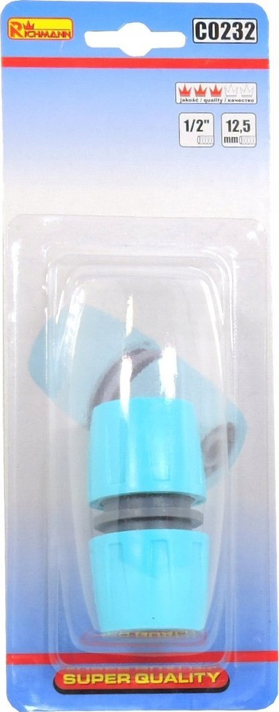 Lidhës riparues për zorren e kopshtit Richmann CO232, 1/2", plastikë, ngjyrë turquoise