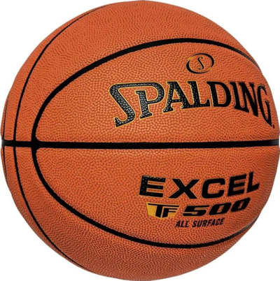 Top basketbolli Spalding TF 500 Excel, për në sallë edhe në asfalt, ngjyrë kafe