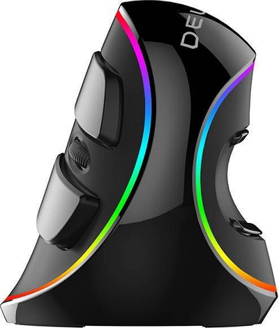 Mouse vertikal DELUX, me kabllo, 4000 DPI, RGB, i zi