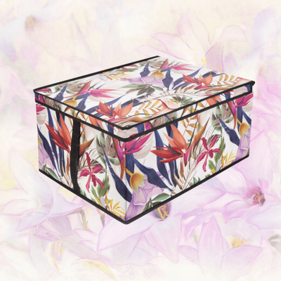 Kuti organizuese Vigar Floral Beauty Large, me kapak, me dorezë, shumëngjyrëshe