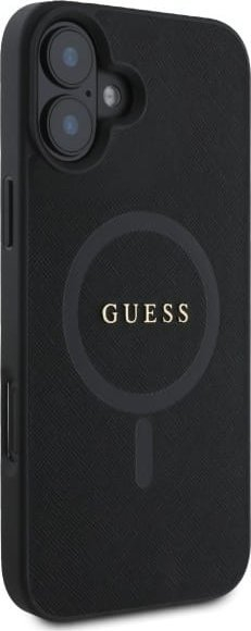 Kapak telefoni Guess GUHMP16SPSAHMCK Saffiano, për iPhone 16 6.1", MagSafe, i zi