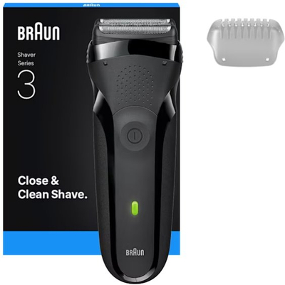 Rroje elektrike Braun Series 3, pa tela, e zezë