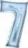 Balon folie numri 7 pastel blu, 86 cm, blu pastel