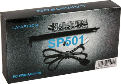 Хаб за вентилатори PWM Lamptron SP501, PCI држач, 4 порти, црн