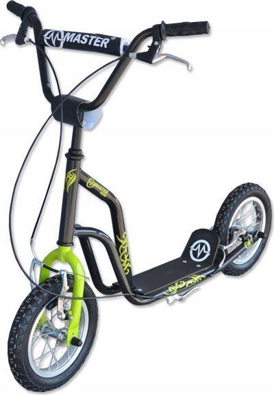 Trotinet MASTER Ride, rrota të fryra 12", frenim V-brake, i zi
