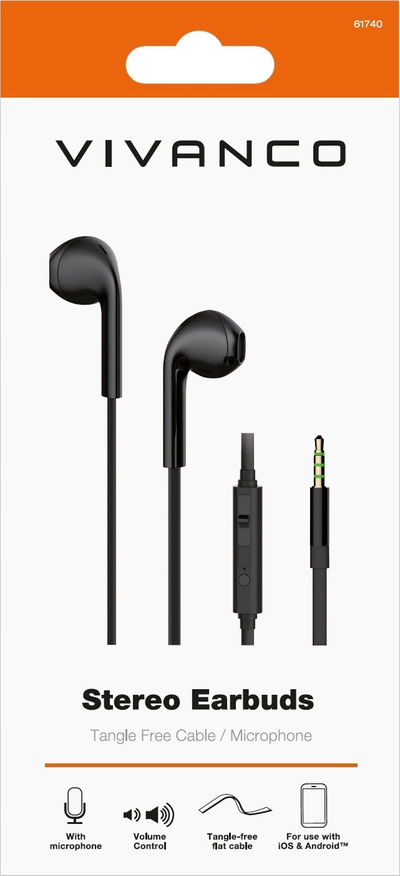 Kufje me kabllo Vivanco 61740, stereo, 3.5 mm, të zeza