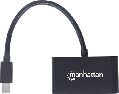 Adapter Mini DisplayPort Manhattan, 2 në 1 HDMI VGA, 25cm, 4K, i zi