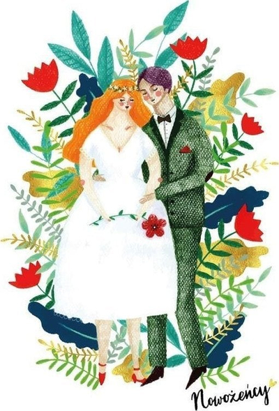 Kartolinë dasme HENRY Card B6 Wedding Couple in Flowers, me zarf, me ngjyra