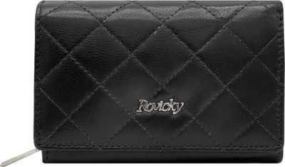 Portofol goca Rovicky Lumar, lëkurë natyrale, RFID, i zi