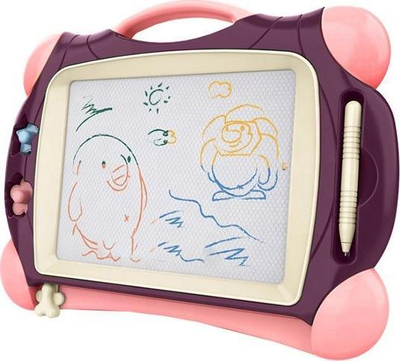 Tablo magnetike për vizatim Woopie Disappearing Writing Board, me stilolaps dhe vula, vjollcë rozë