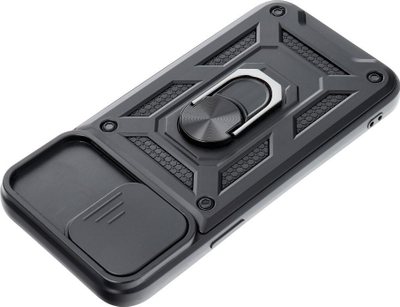 Këllëf telefoni Samsung Galaxy A14, TPU silikon, me unazë dhe kapak kamere, ngjyrë e zezë