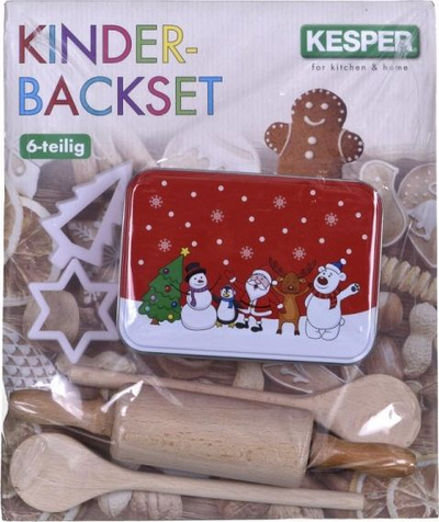 Set pjekjeje për kalamaj Kesper, 6 pjesë, kuti metalike, festiv