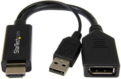 Përshtatës AV StarTech HDMI - DisplayPort + USB-A (HD2DP), i zi