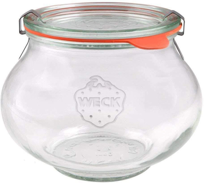 Set kavanozash dekorative Weck, 1L, me kapak, 4 copë, qelq i tejdukshëm