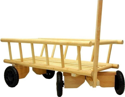 Karreca druri Malimas Wooden Ladder Wagon për kalamoj, trup i fortë, ngjyrë kafe natyrale
