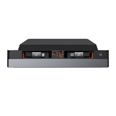 Hub për veturë Baseus T-Space për Tesla, USB-C në Lightning, karikim i shpejtë, i zi