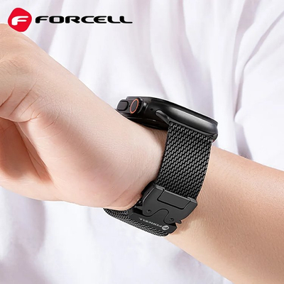 Rrip ore Forcell F DESIGN FA11, për Apple Watch 38 40 41 mm, çelik inox i gërshetum, i zi