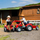 Traktor me pedale Falk Massey Ferguson 8740S, me rimorkio, me kovë frontale, i kuq