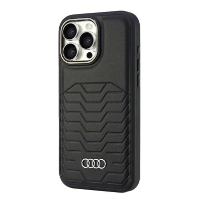 Mbulesë telefoni Audi Hardcase për iPhone 16 Pro Max 6.9", lëkurë sintetike, MagSafe, e zezë