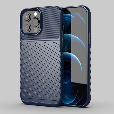 Mbrojtëse telefoni Hurtel Thunder Case, TPU i butë e fleksibël, për iPhone 13 Pro Max, blu e errët