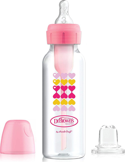 Dr. Brown's Options+ Narrow Bottle to Sippy Starter Kit, 250 ml, Pink