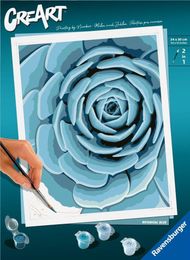 Set pikture me numra Ravensburger CreArt Botanical Blue, 24 x 30 cm, për të rritur, blu