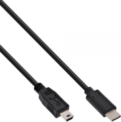 Kabllo USB InLine USB C në miniUSB, 0.5 m, i zi