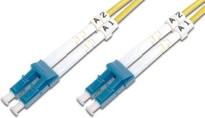 Kabllo patchcord Digitus me fibër optike, LC-LC, SM, 09/125, OS2, 1m, e verdhë