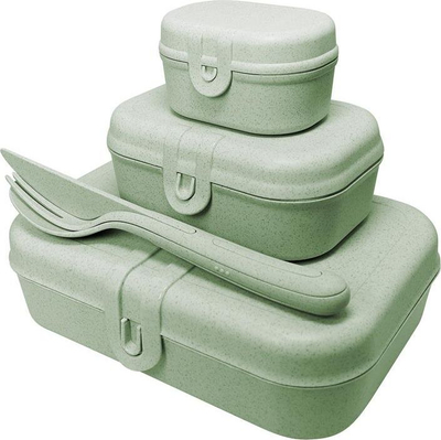 Kuti dreke Koziol Organic Bento, set me 3 copë, material miqësor me natyrën, jeshile