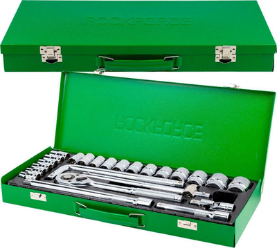 Set çelësash me kokë 1/2", 24 copë, 6 kënde, në shinë