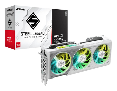 Графичка картичка ASRock Radeon RX 9070 XT Steel Legend, 16GB GDDR6, PCI Express, бела