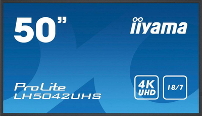Monitor iiyama ProLite LH5042UHS-B3, 49.5", 3840 x 2160 (UHD 4K), 60 Hz, i zi