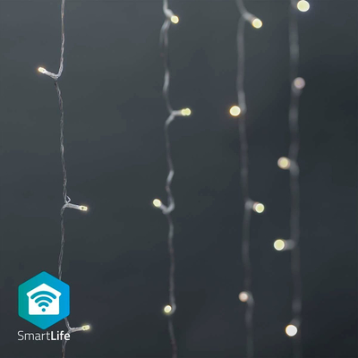Zinxhir dritash perde Smart LED Nedis WIFILXC02W200, 3m, 200 LED, i bardhë i ngrohtë edhe i ftohtë