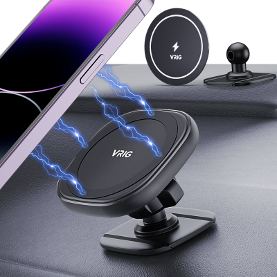 Mbajtës magnetik për makinë VRIG MG-06, MagSafe, ngjitës 3M, i zi