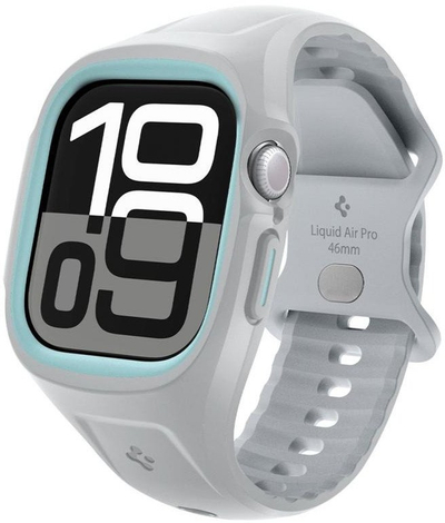 Rrip dhe kuti mbrojtëse Spigen Liquid Air Pro për Apple Watch Series 10 46mm, silikon, gri
